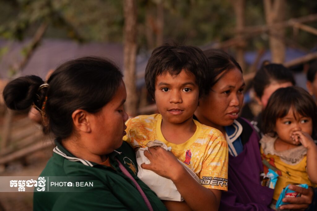 Cambodian women in temporary camp